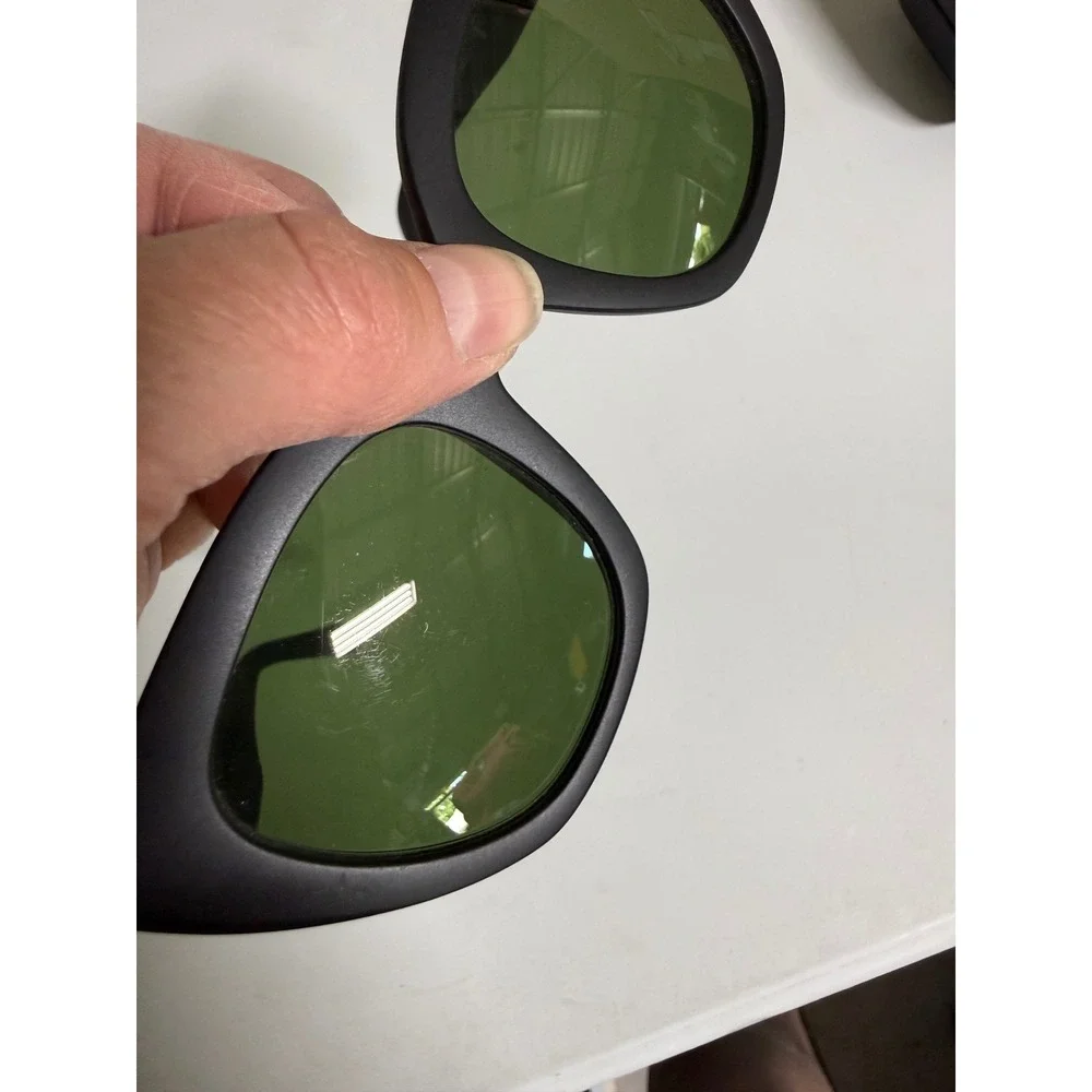TOMS Sydney Matte Black Cat Eye Sunglasses Green Lens 50-23-148